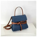 Sac jean bandoulière en denim et cuir - Vue 1 - sac jean