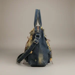 Sac jean bandoulière femme style vintage délavé - Vue 2 - sac jean