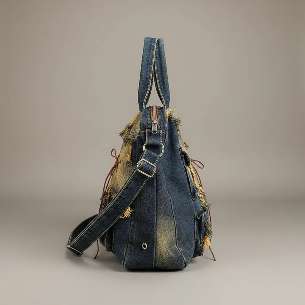 Sac jean bandoulière femme style vintage délavé - Vue 2 - sac jean
