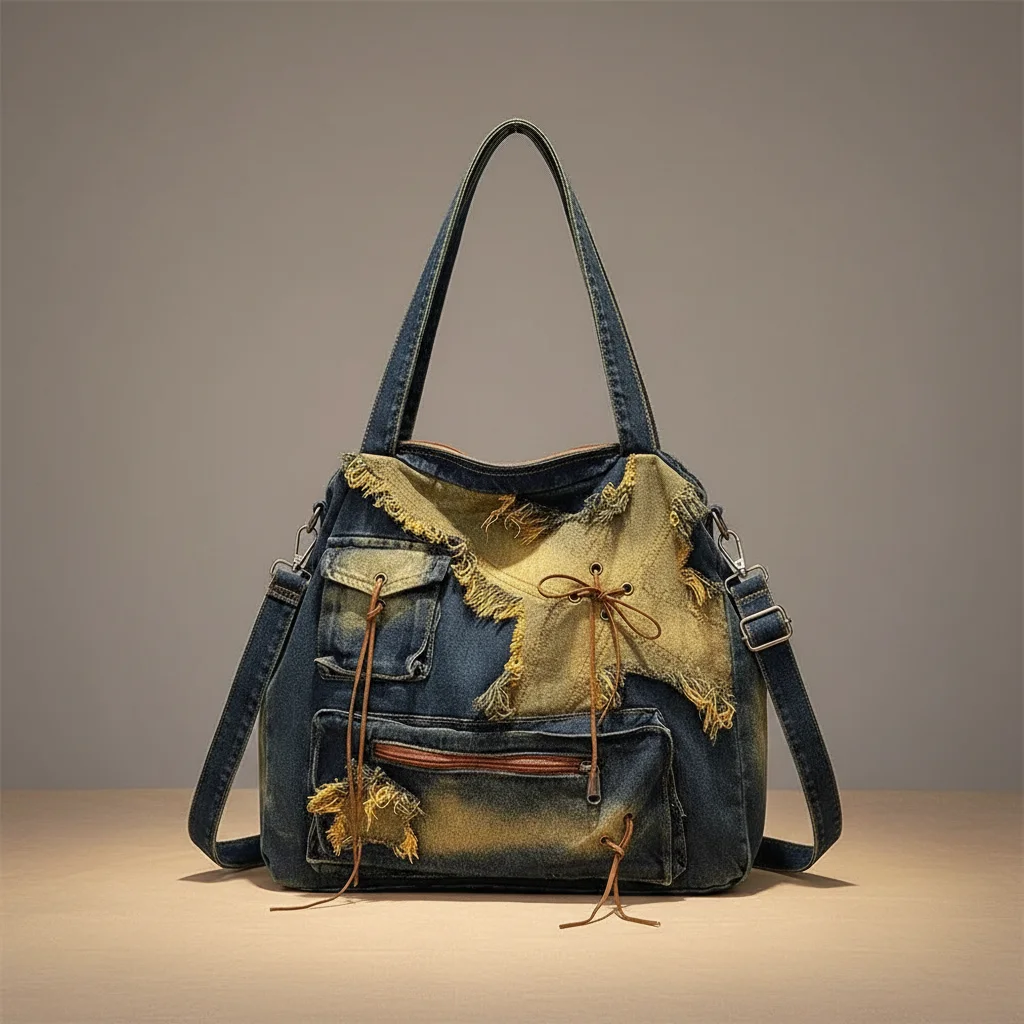 Sac jean bandoulière femme style vintage délavé - Vue 5 - sac jean