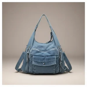 Sac jean bandoulière multi-poches denim - Vue 1 - sac jean