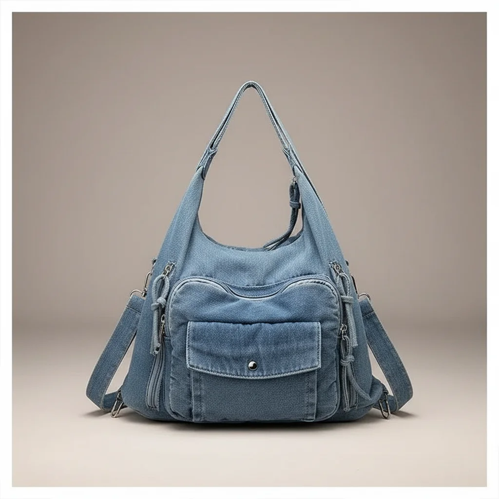 Sac jean bandoulière multi-poches denim - Vue 1 - sac jean