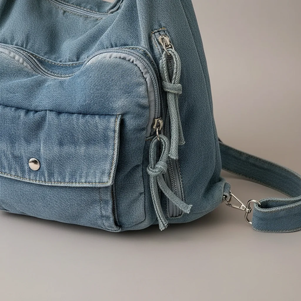 Sac jean bandoulière multi-poches denim - Vue 4 - sac jean