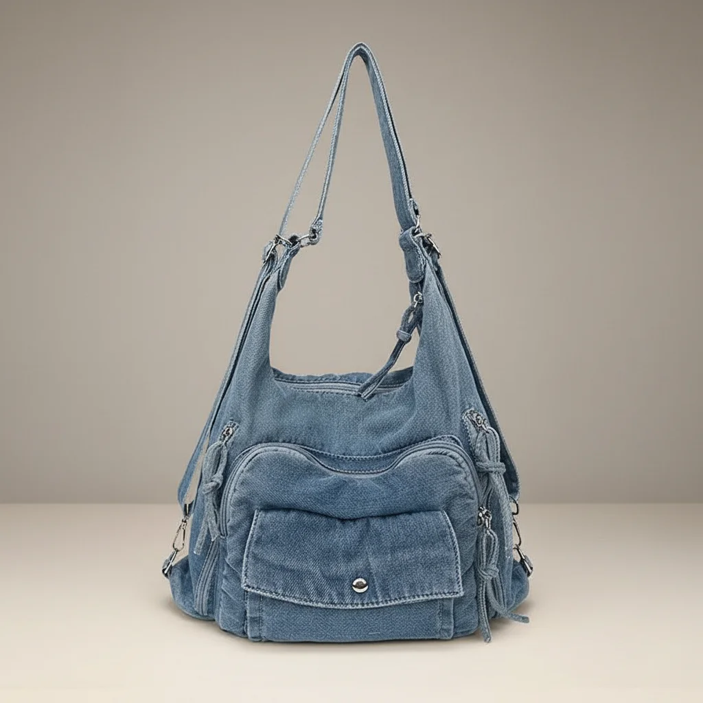 Sac jean bandoulière multi-poches denim - Vue 8 - sac jean
