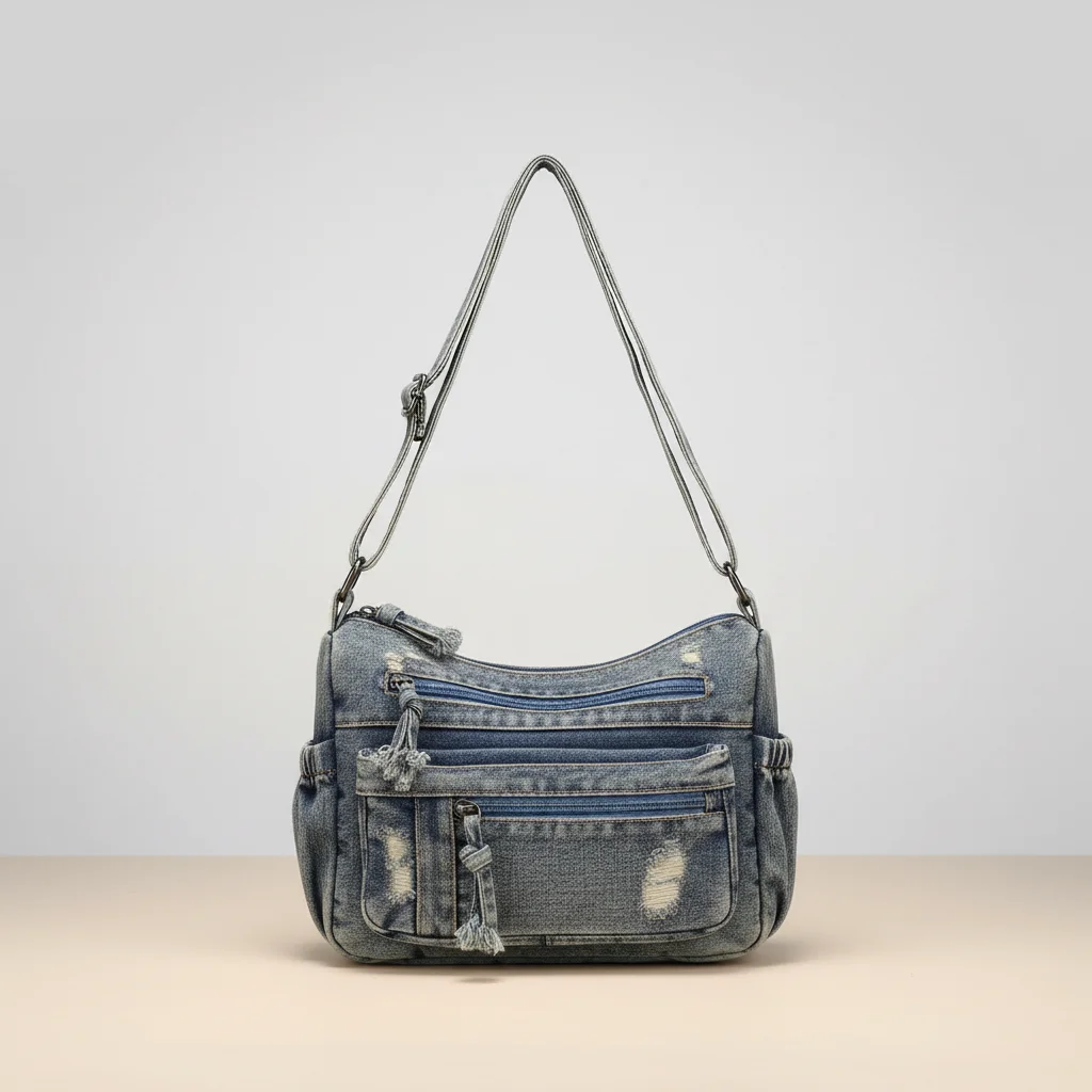 sac jean bandoulière multipoches en denim - Vue 10 - sac jean