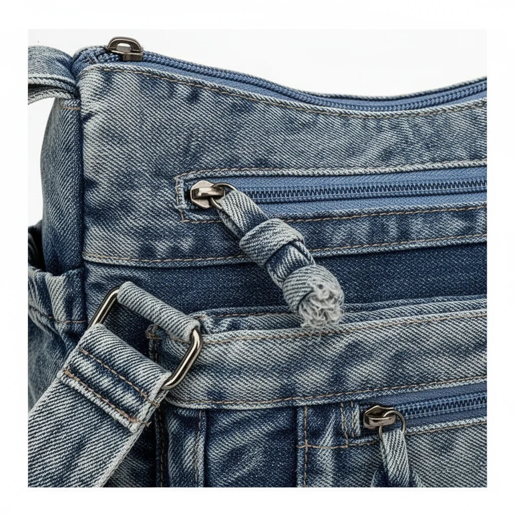 sac jean bandoulière multipoches en denim - Vue 11 - sac jean