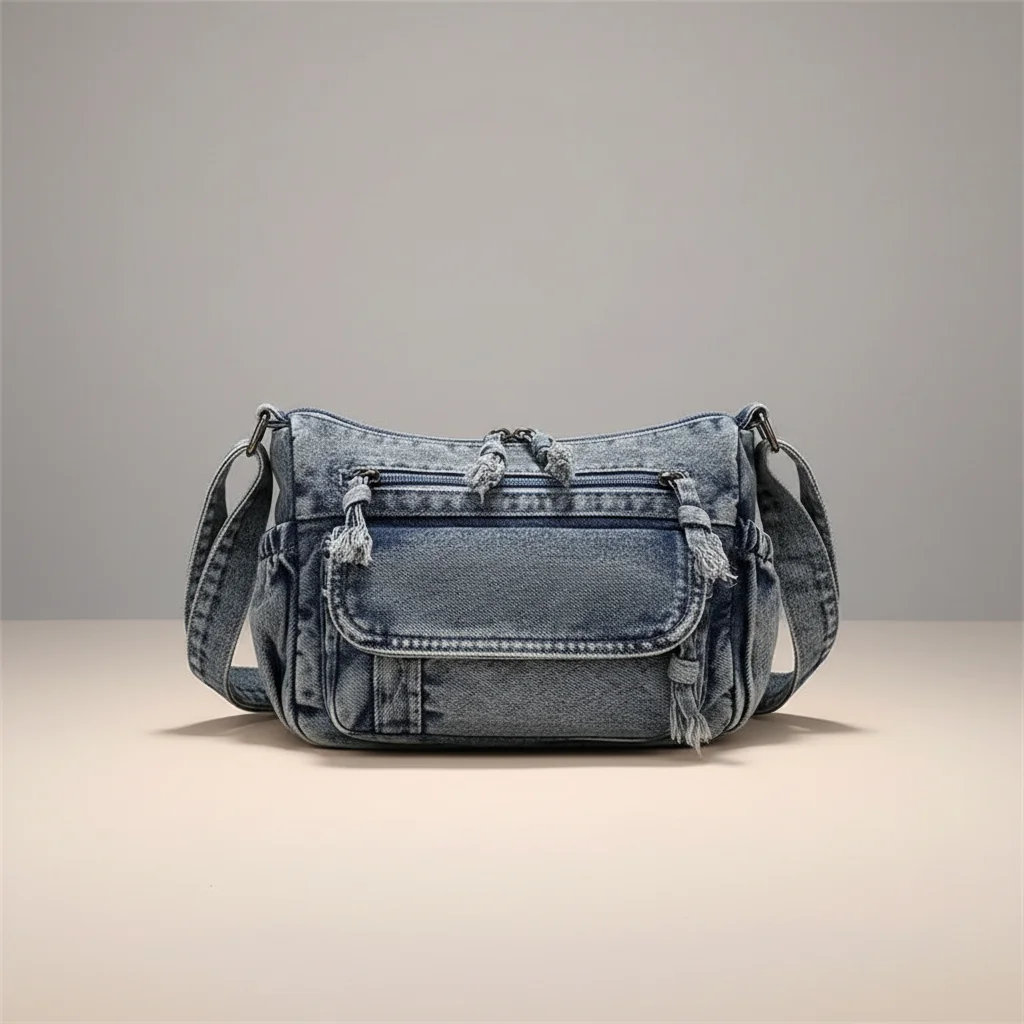 sac jean bandoulière multipoches en denim - Vue 12 - sac jean
