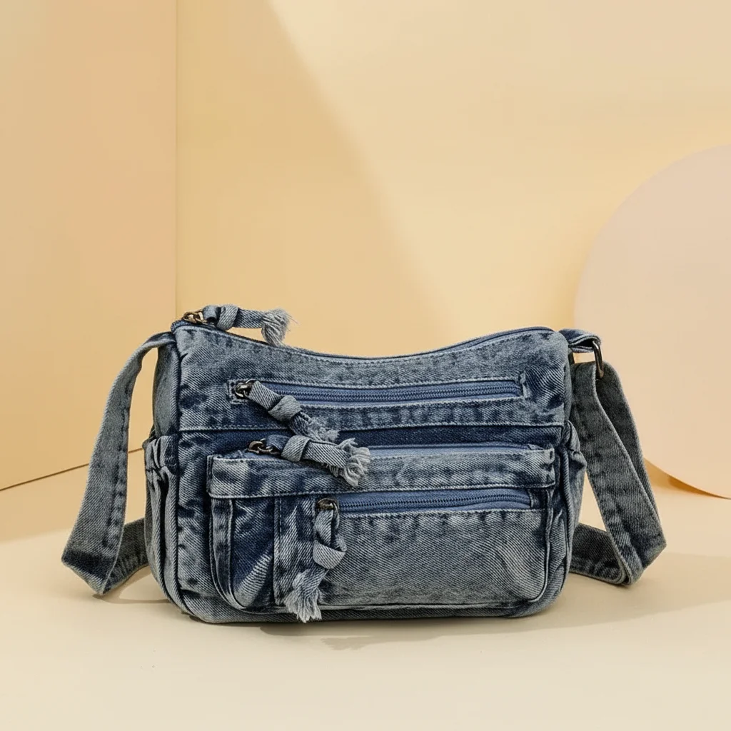 sac jean bandoulière multipoches en denim - Vue 17 - sac jean