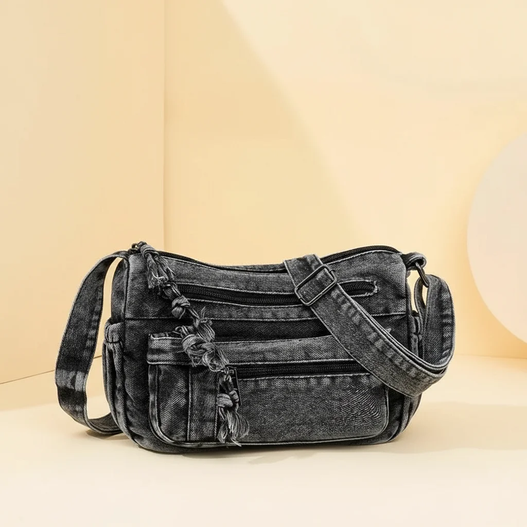 sac jean bandoulière multipoches en denim - Vue 19 - sac jean