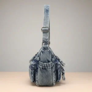 sac jean bandoulière multipoches en denim - Vue 2 - sac jean