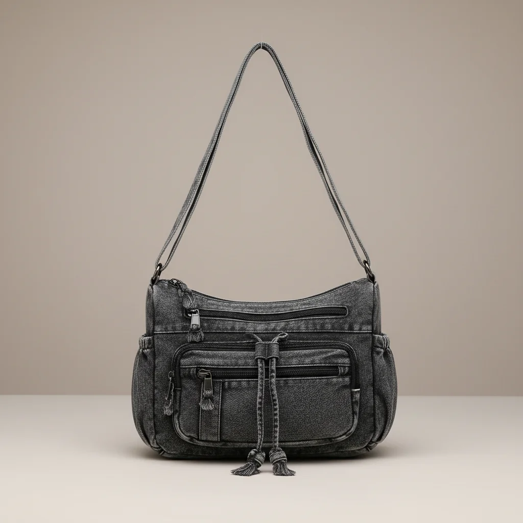 sac jean bandoulière multipoches en denim - Vue 22 - sac jean