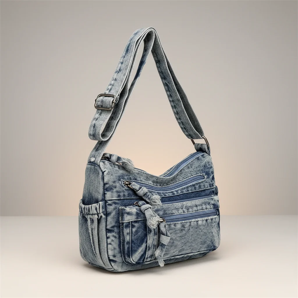 sac jean bandoulière multipoches en denim - Vue 26 - sac jean