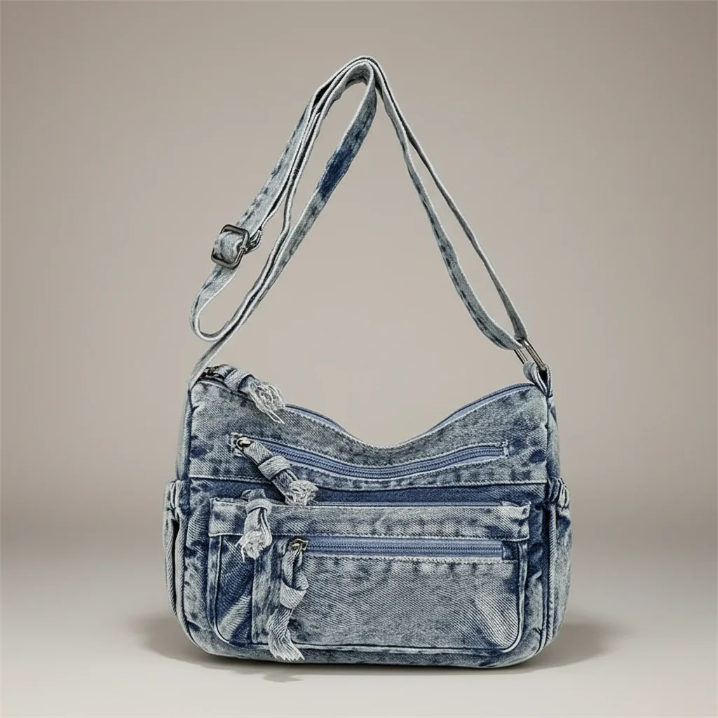 sac jean bandoulière multipoches en denim - Vue 34 - sac jean