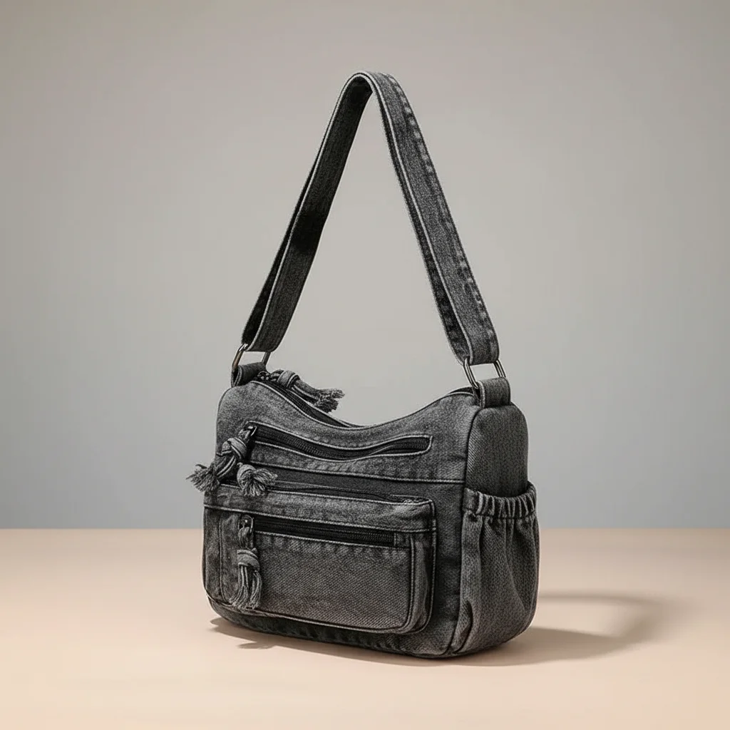 sac jean bandoulière multipoches en denim - Vue 35 - sac jean