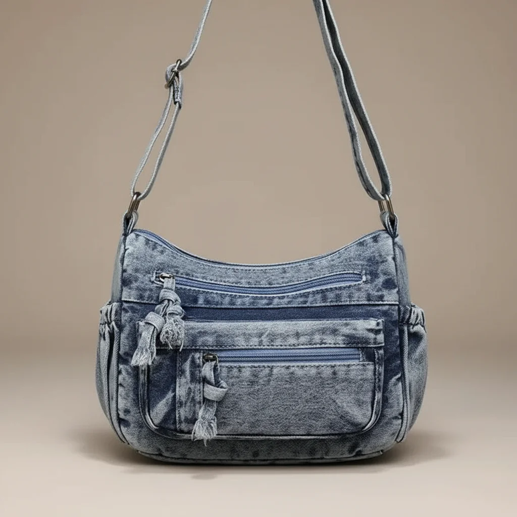 sac jean bandoulière multipoches en denim - Vue 5 - sac jean