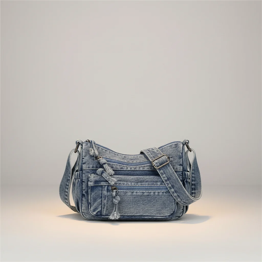 sac jean bandoulière multipoches en denim - Vue 8 - sac jean