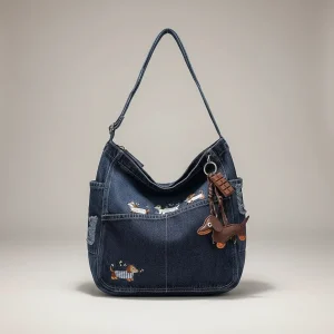 Sac jean bandoulière patchwork en denim - Vue 1 - sac jean