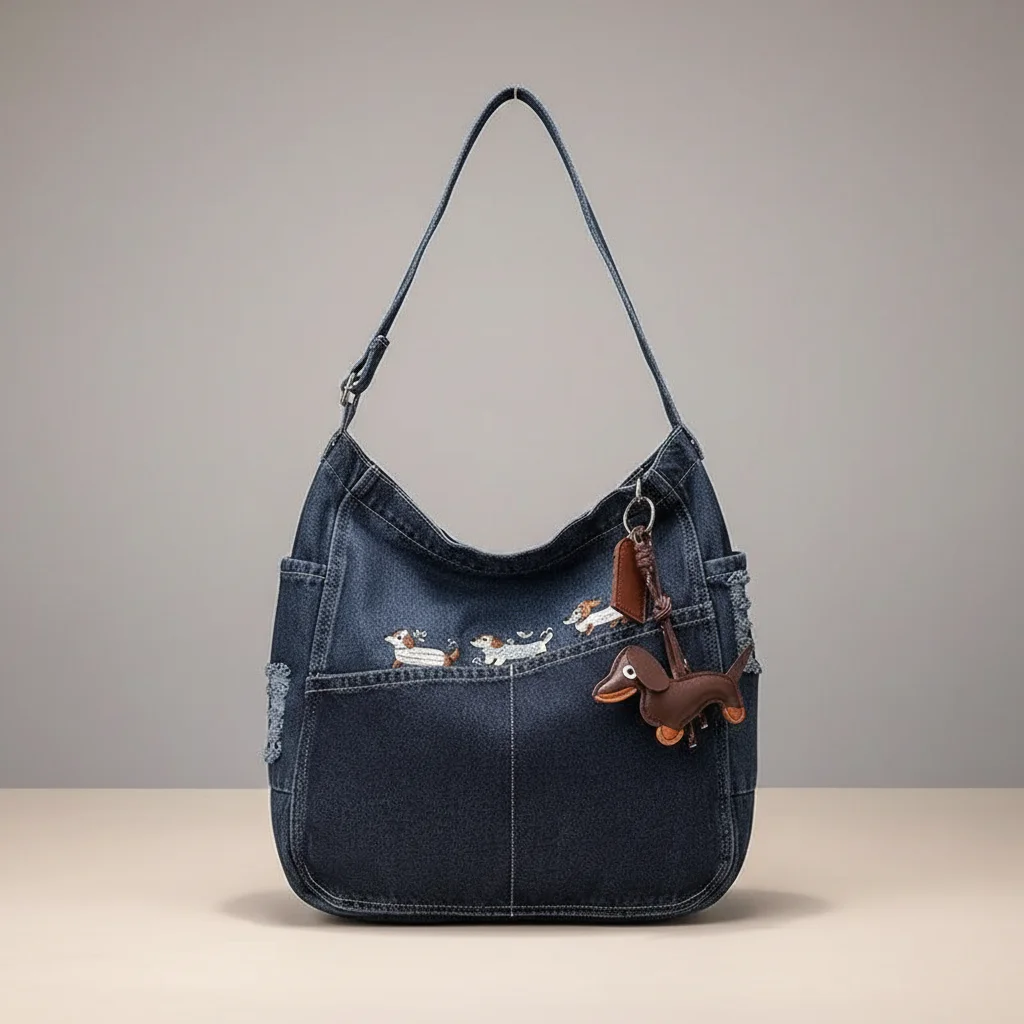 Sac jean bandoulière patchwork en denim - Vue 3 - sac jean
