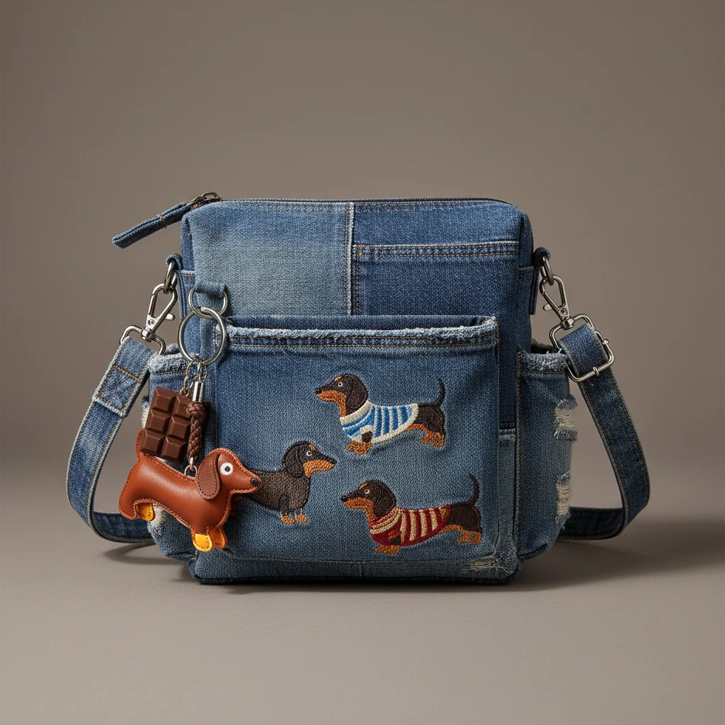 Sac jean bandoulière patchwork en denim - Vue 5 - sac jean