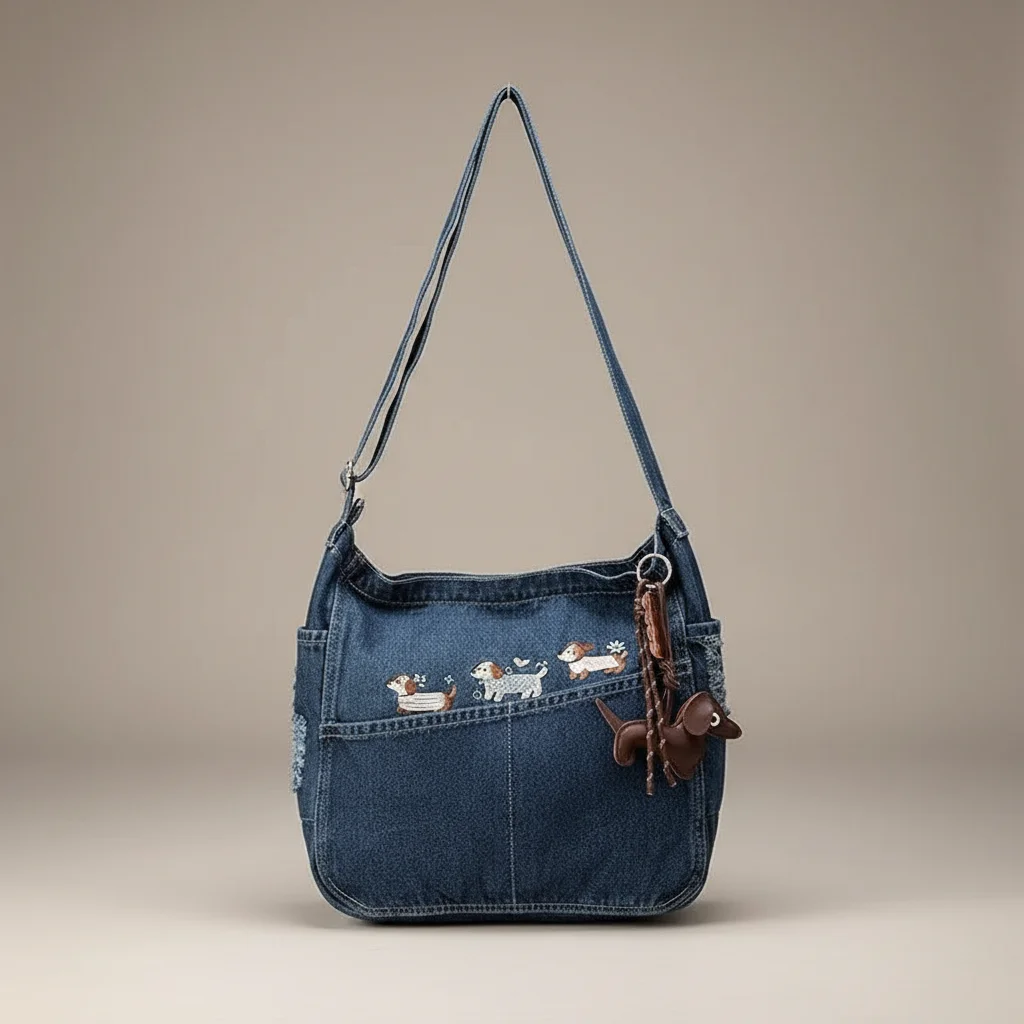 Sac jean bandoulière patchwork en denim - Vue 6 - sac jean