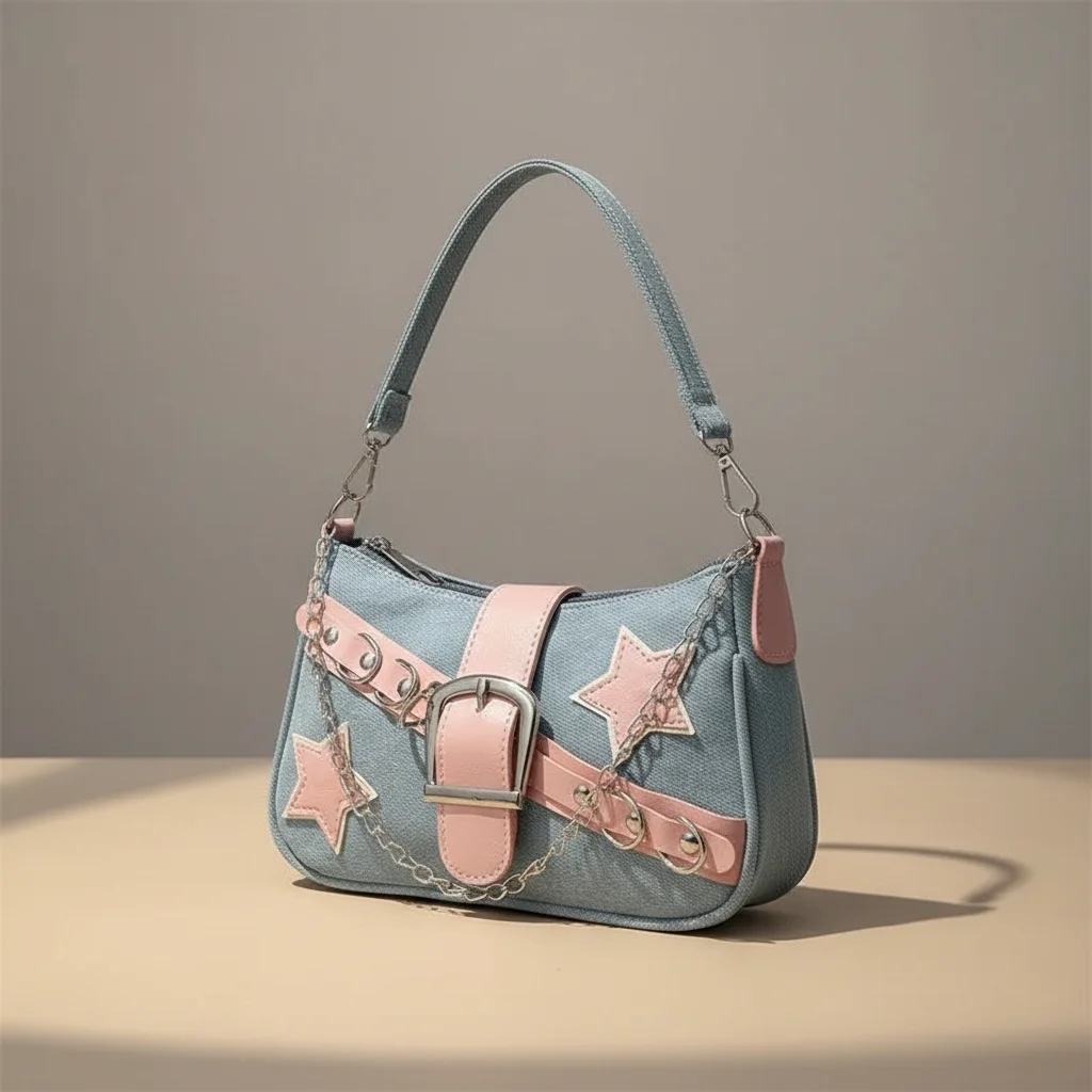 Sac jean bandoulière style y2k denim - Vue 3 - sac jean