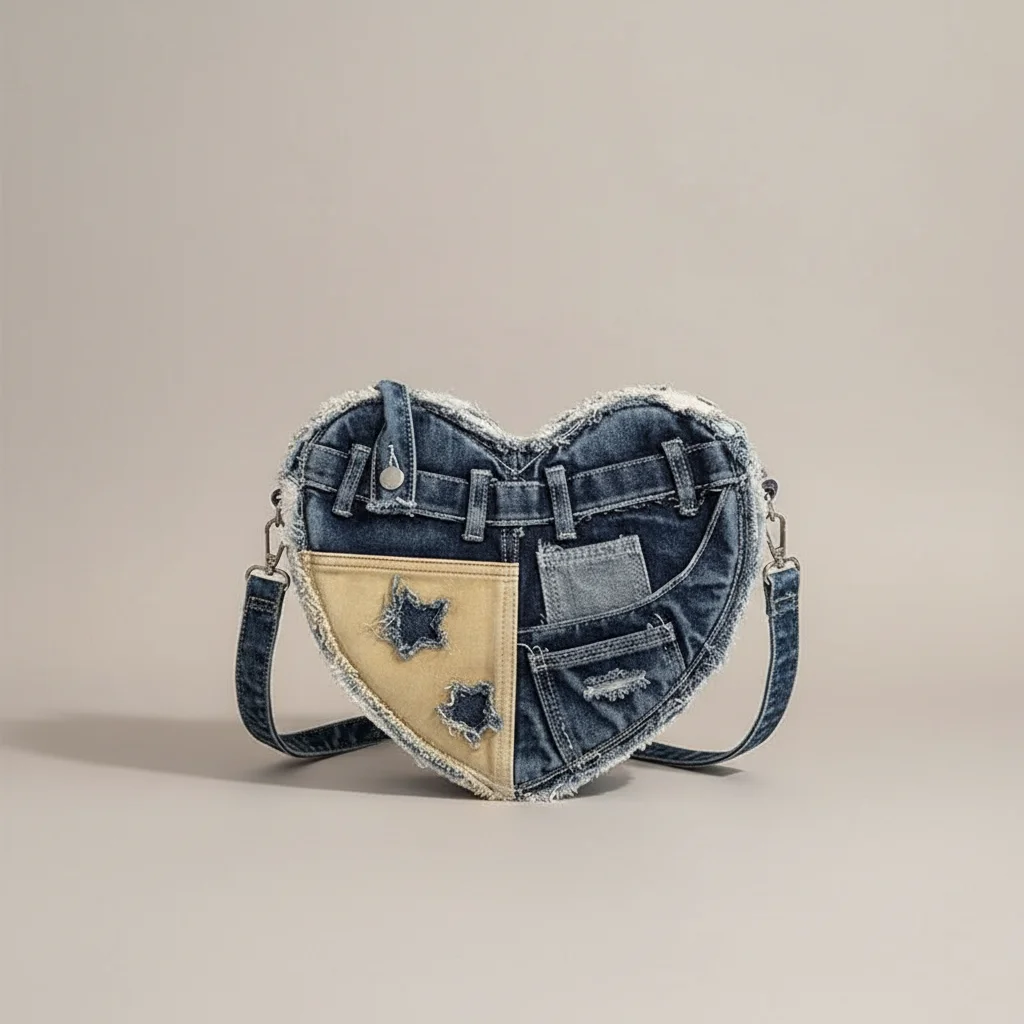 Sac jean cœur patchwork style y2k - Vue 15 - sac jean
