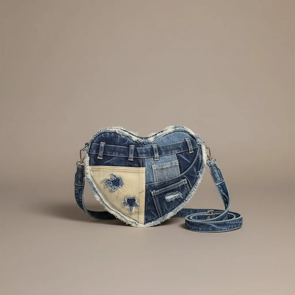 Sac jean cœur patchwork style y2k - Vue 19 - sac jean