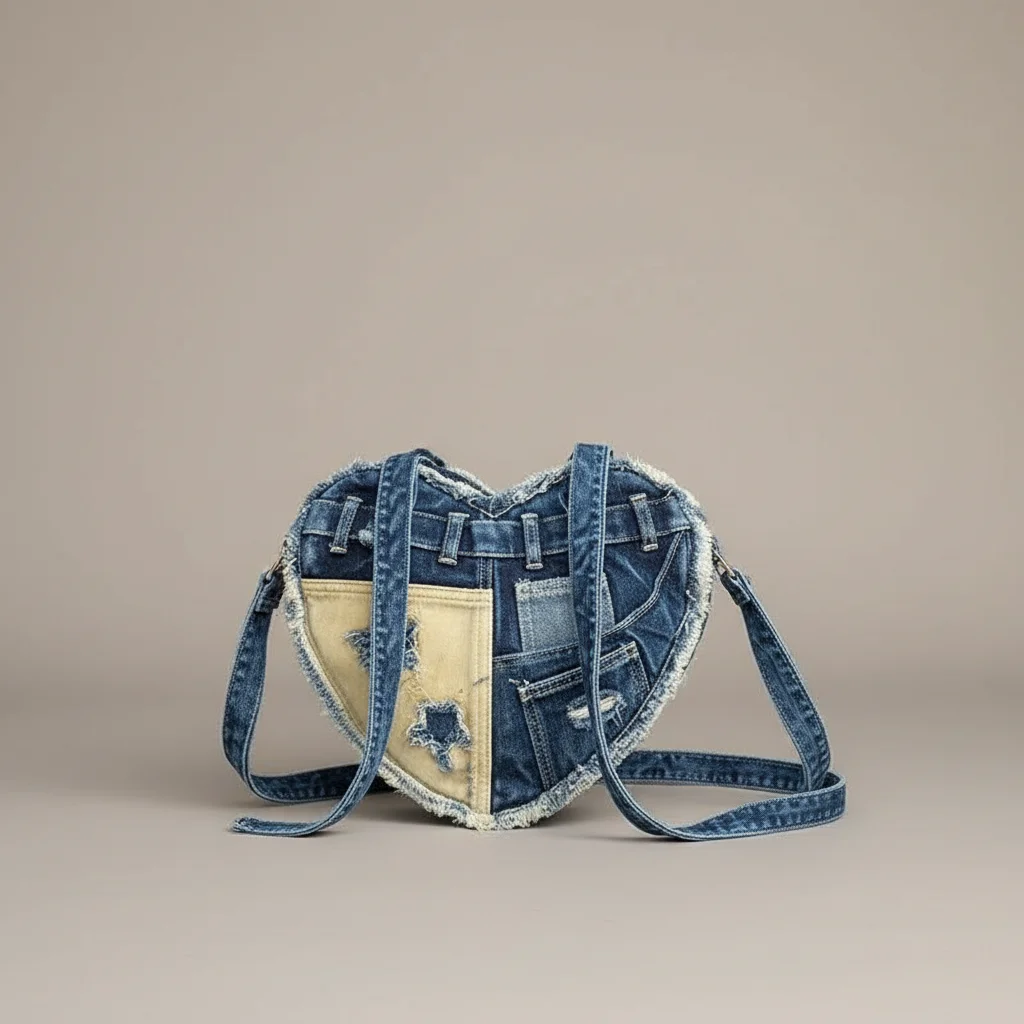 Sac jean cœur patchwork style y2k - Vue 20 - sac jean