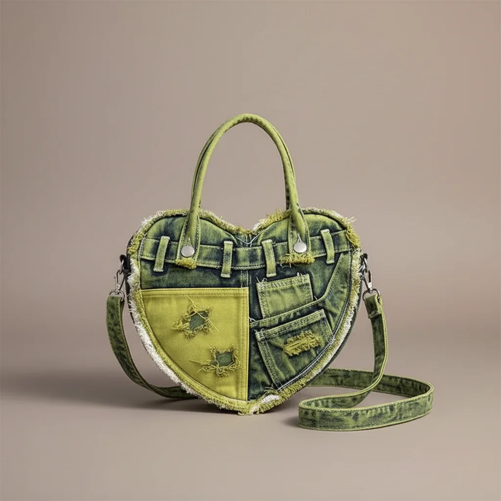 Sac jean cœur patchwork style y2k - Vue 23 - sac jean