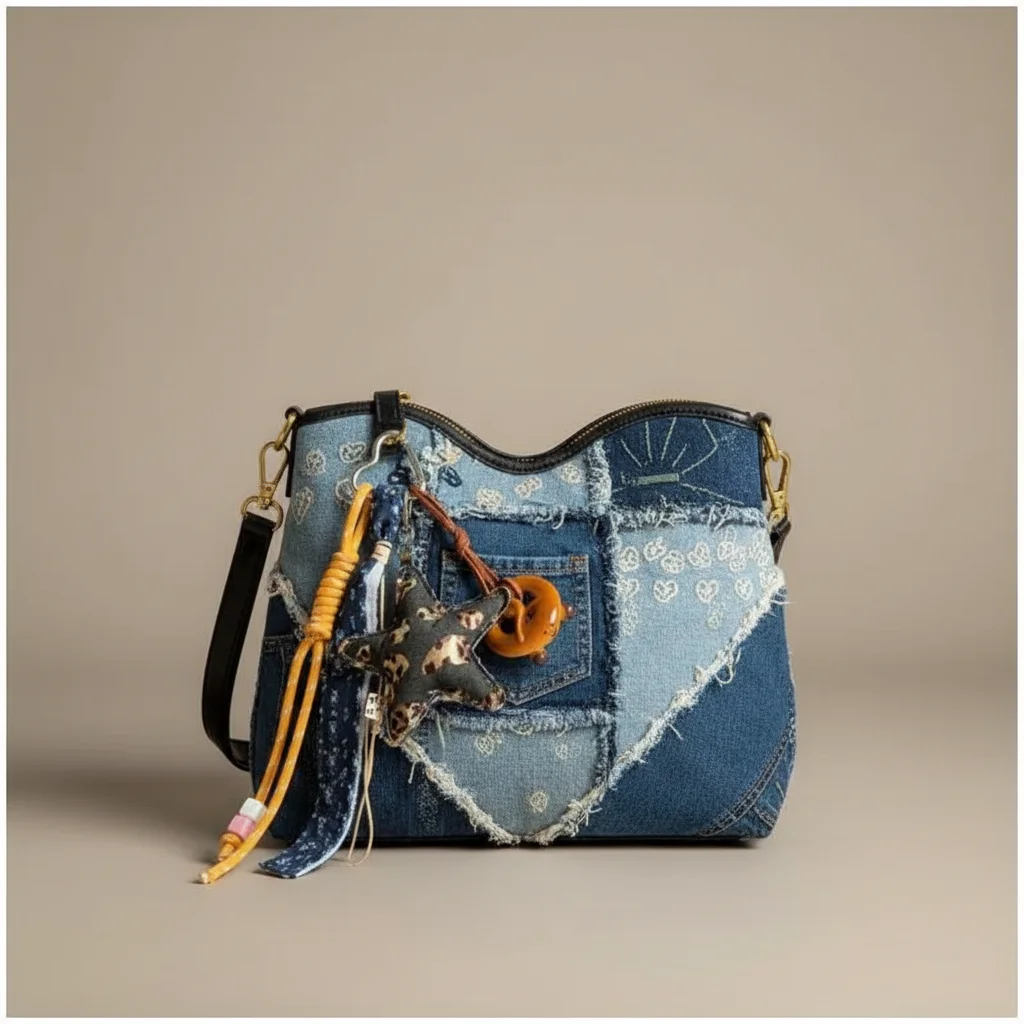 Sac jean cœur patchwork style y2k - Vue 31 - sac jean