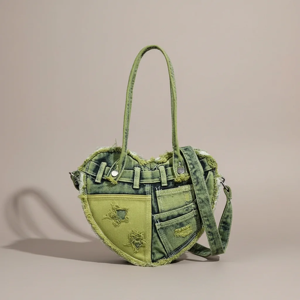 Sac jean cœur patchwork style y2k - Vue 35 - sac jean