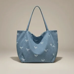 Sac jean femme imprimé noeuds en toile - Vue 1 - sac jean