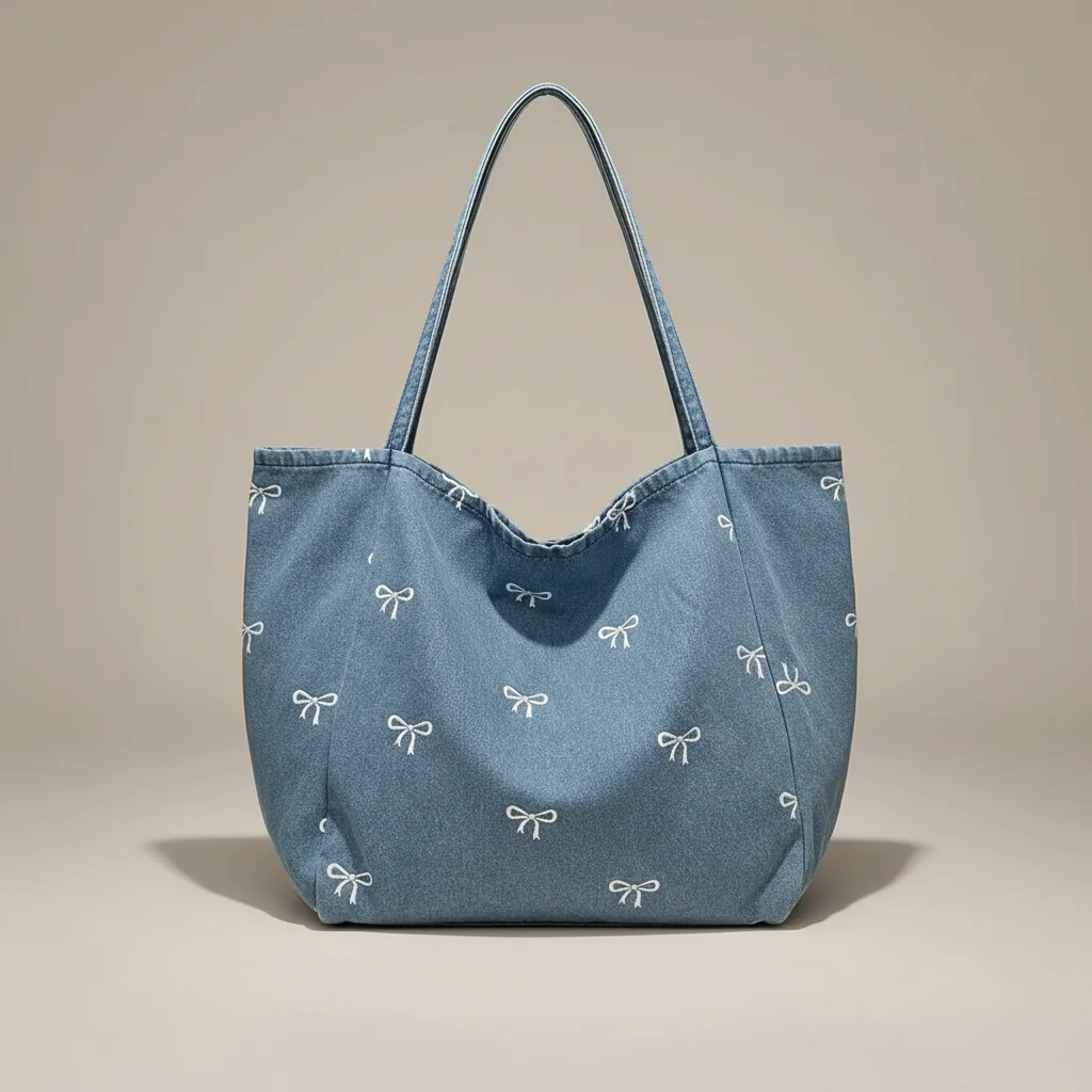 Sac jean femme imprimé noeuds en toile - Vue 1 - sac jean