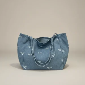 Sac jean femme imprimé noeuds en toile - Vue 2 - sac jean