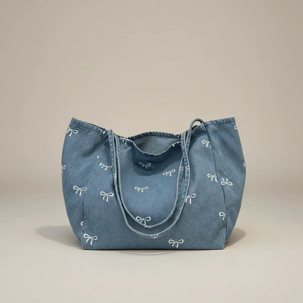 Sac jean femme imprimé noeuds en toile - Vue 2 - sac jean
