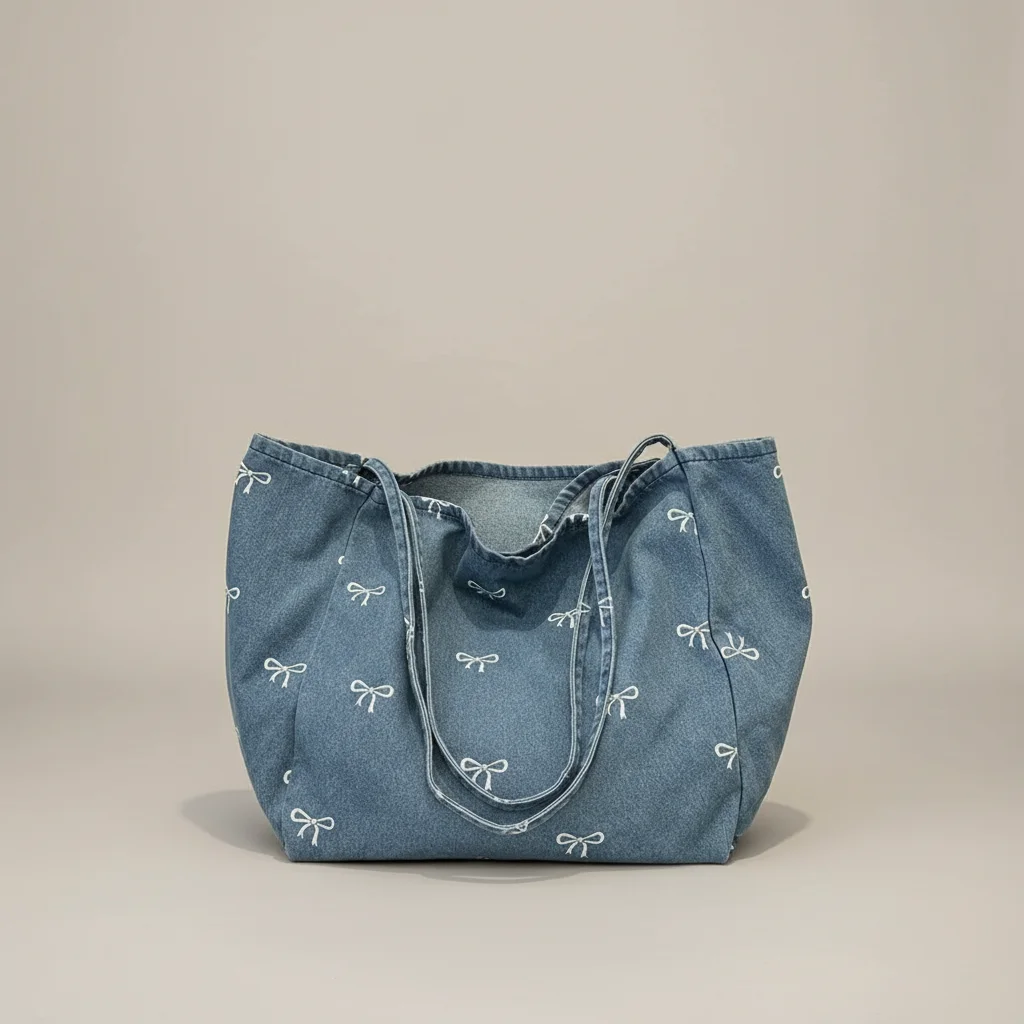 Sac jean femme imprimé noeuds en toile - Vue 3 - sac jean