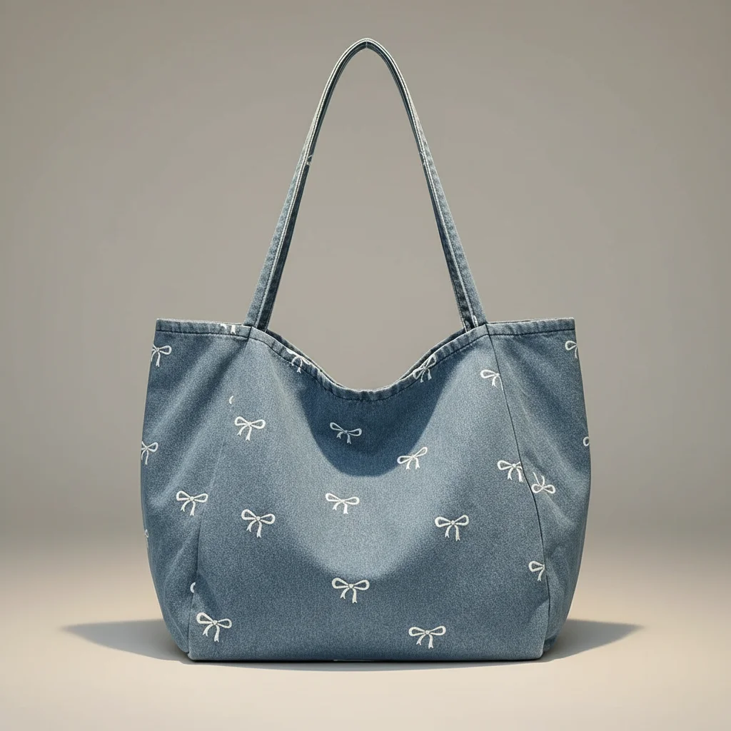 Sac jean femme imprimé noeuds en toile - Vue 4 - sac jean