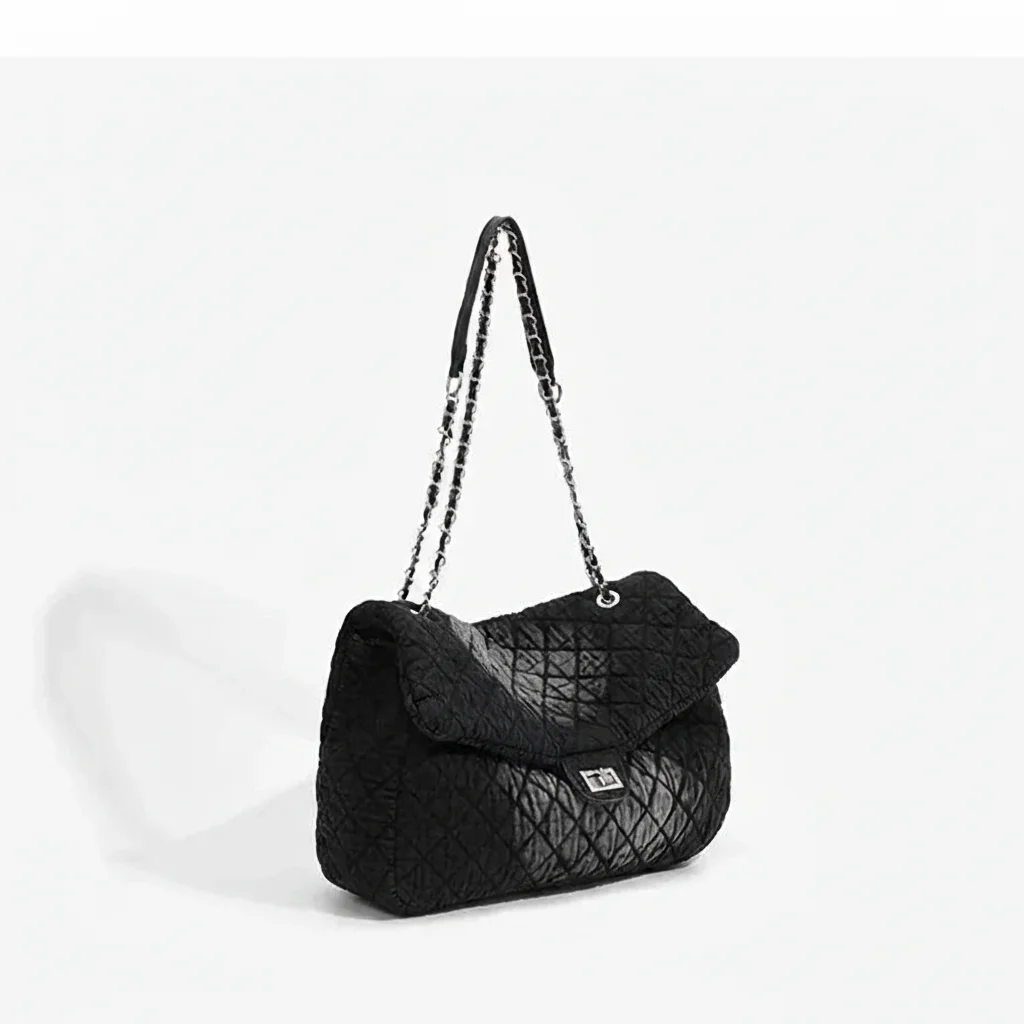 Sac jean matelassé chaîne porté épaule - Vue 5 - sac jean