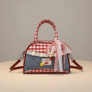 Sac jean patchwork à carreaux femme - Vue 1 - sac jean