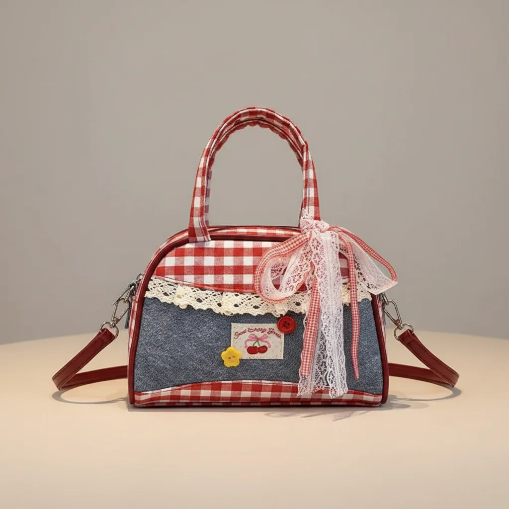 Sac jean patchwork à carreaux femme - Vue 1 - sac jean