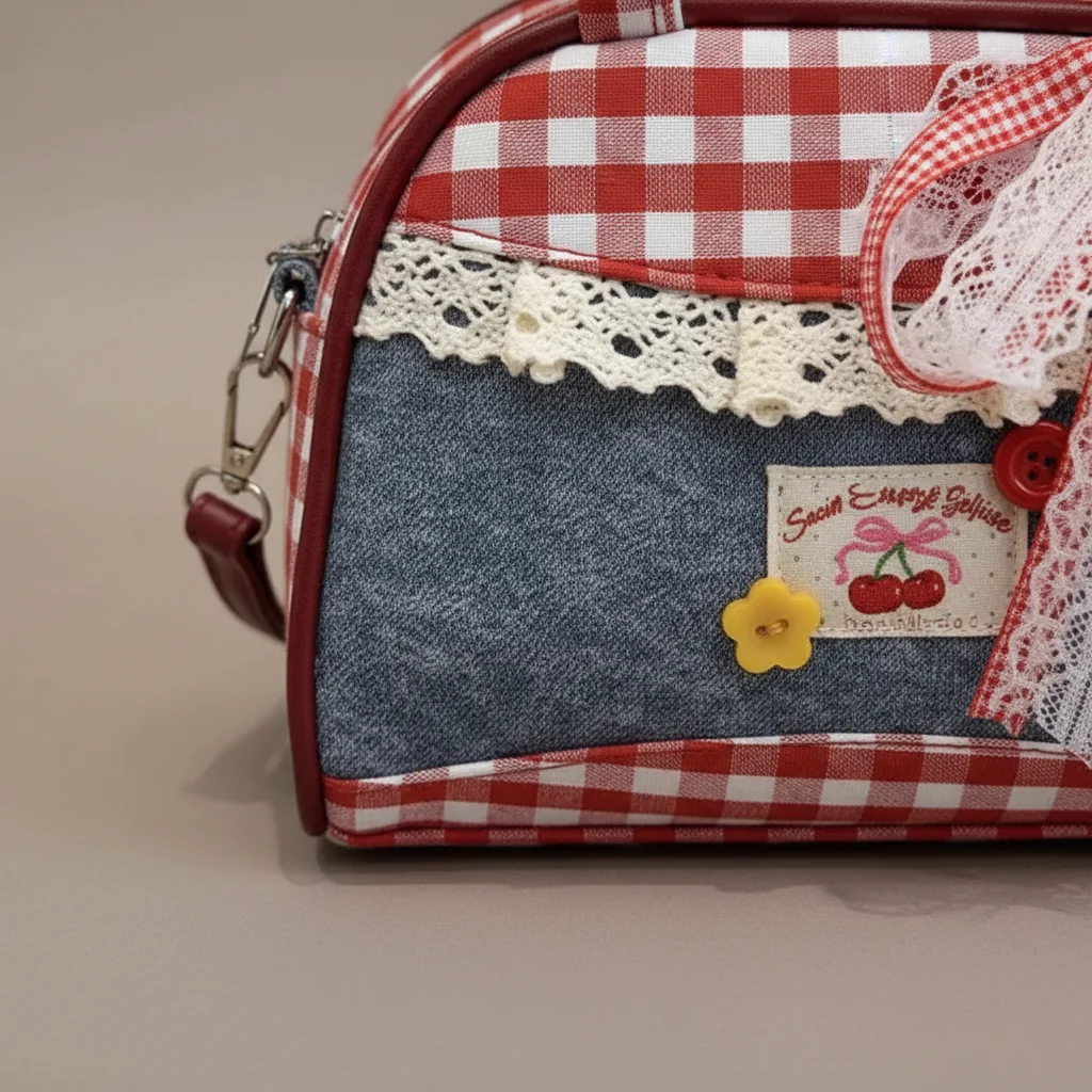 Sac jean patchwork à carreaux femme - Vue 4 - sac jean