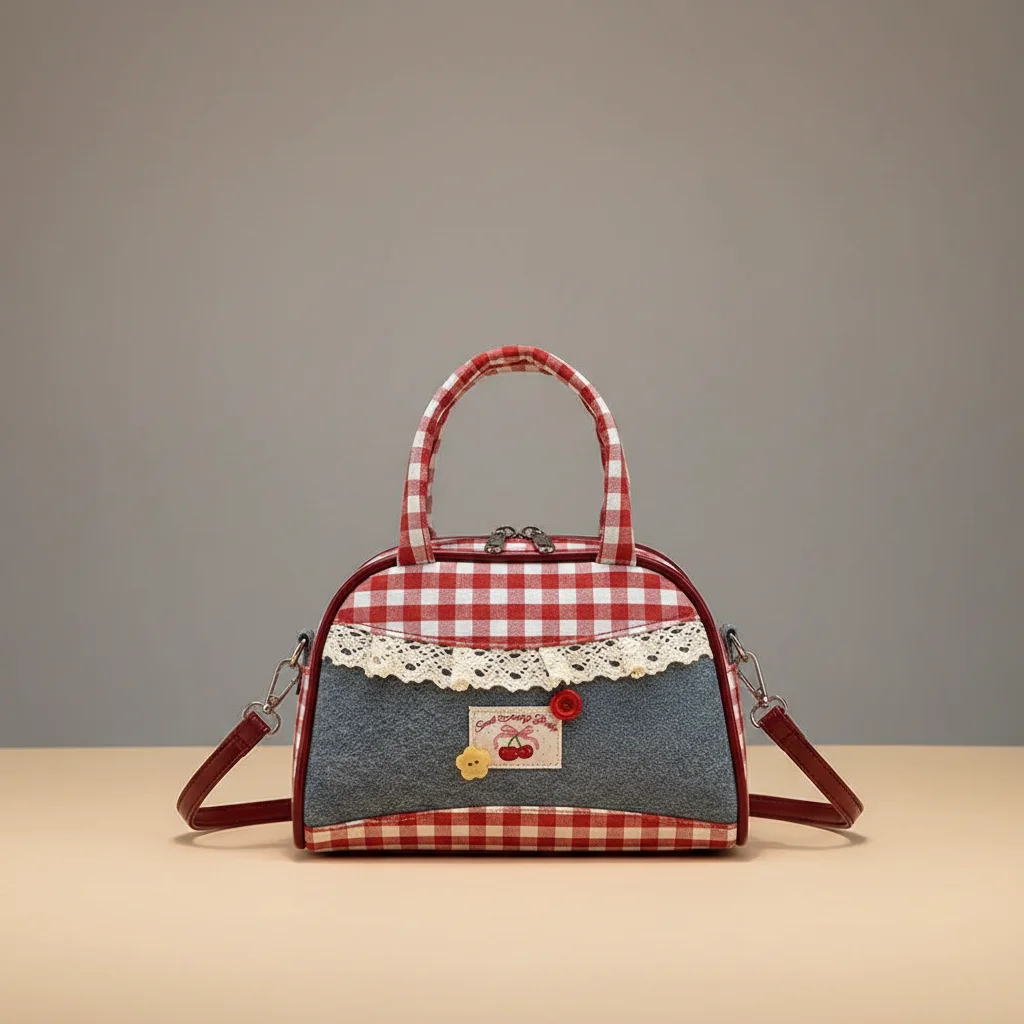 Sac jean patchwork à carreaux femme - Vue 5 - sac jean