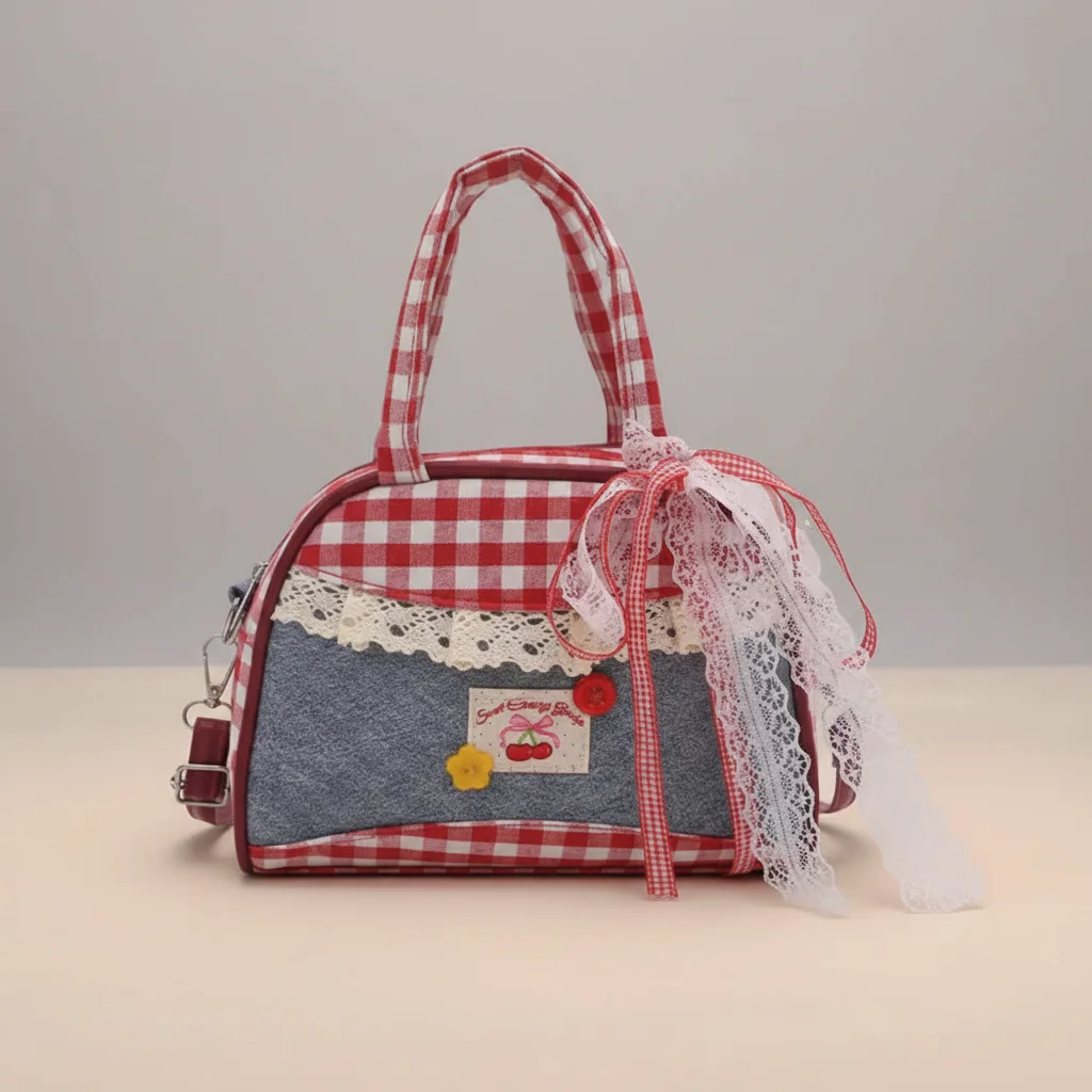 Sac jean patchwork à carreaux femme - Vue 6 - sac jean