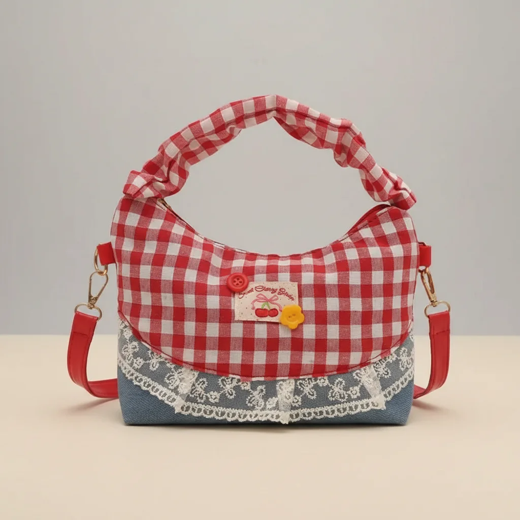 Sac jean patchwork à carreaux femme - Vue 8 - sac jean